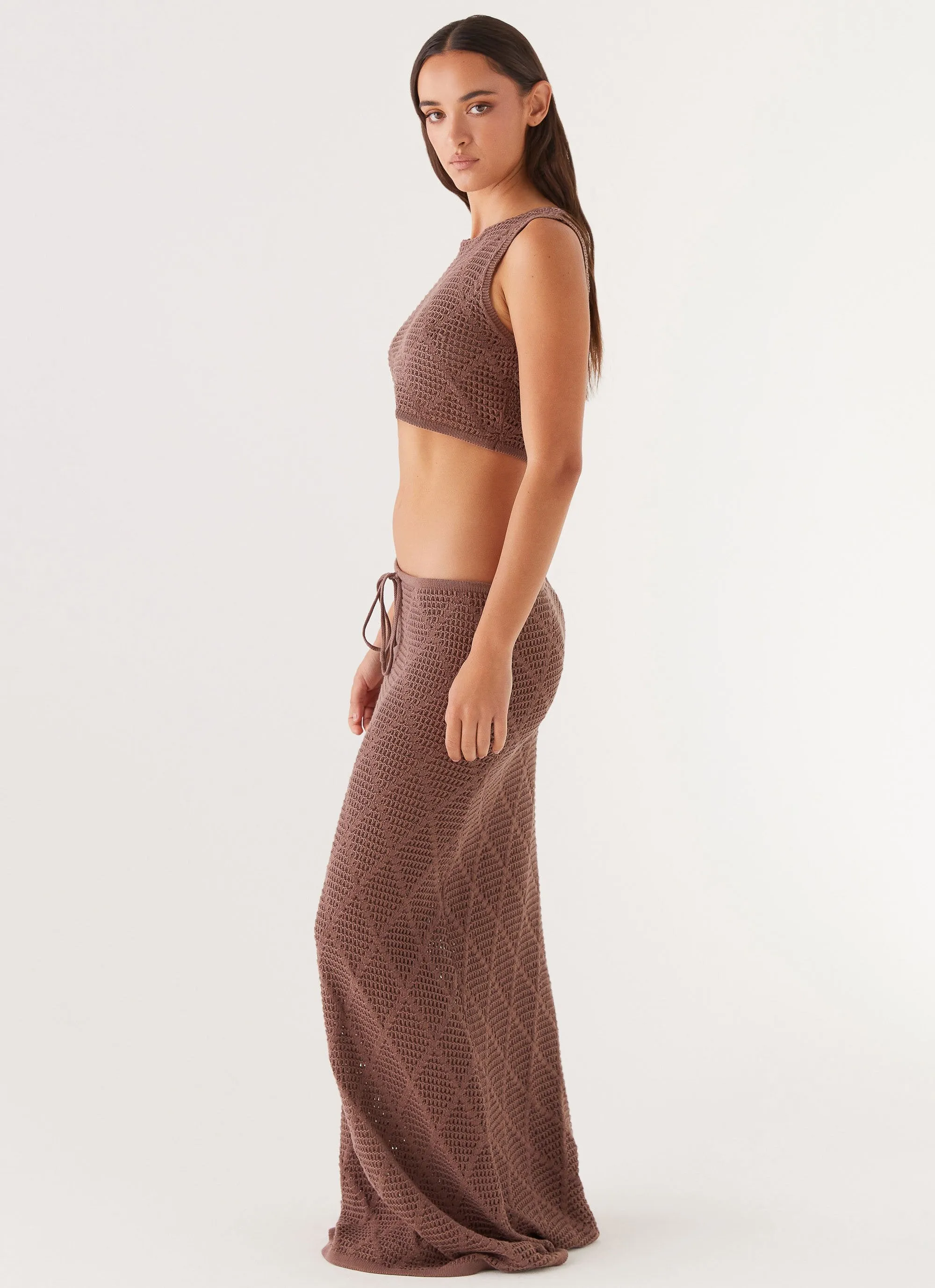 Santonio Crochet Crop Top - Chocolate