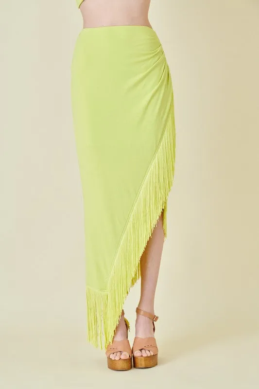 Sarasota fringe wrap maxi skirt