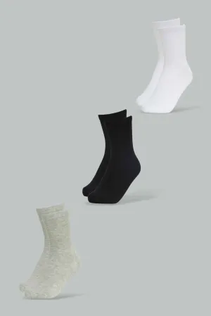 Senior Boys Assorted Midi-Length Socks ( Pack Of 3)