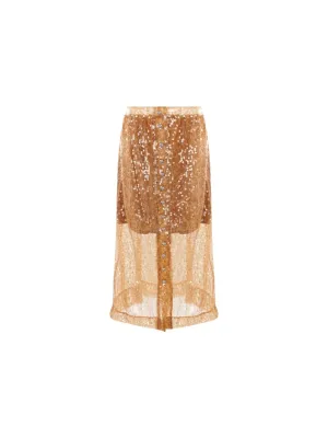 Sequinned Mesh Midi Skirt