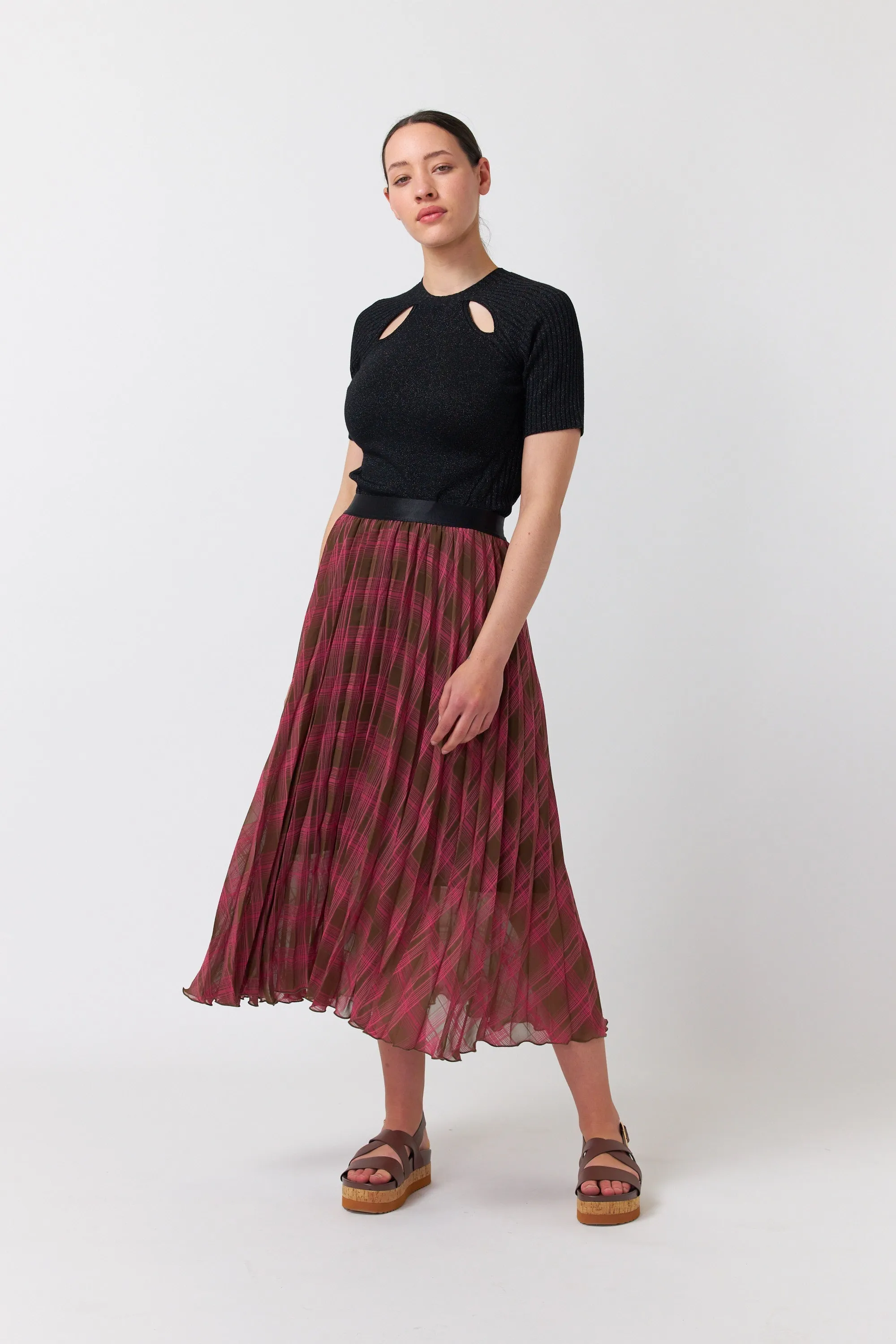 Sheer plaid skirt