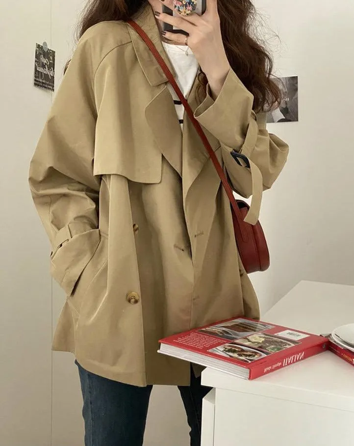 Short Double Breasted Trench Coat