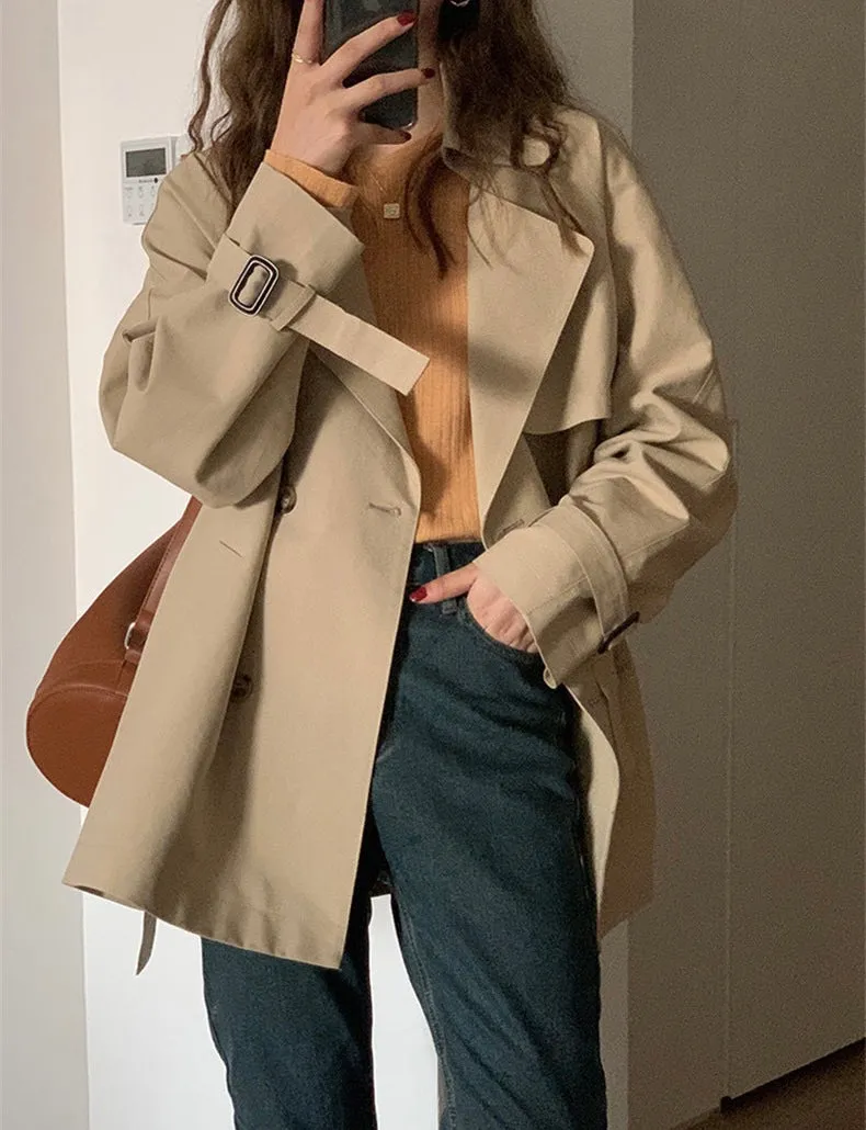 Short Double Breasted Trench Coat