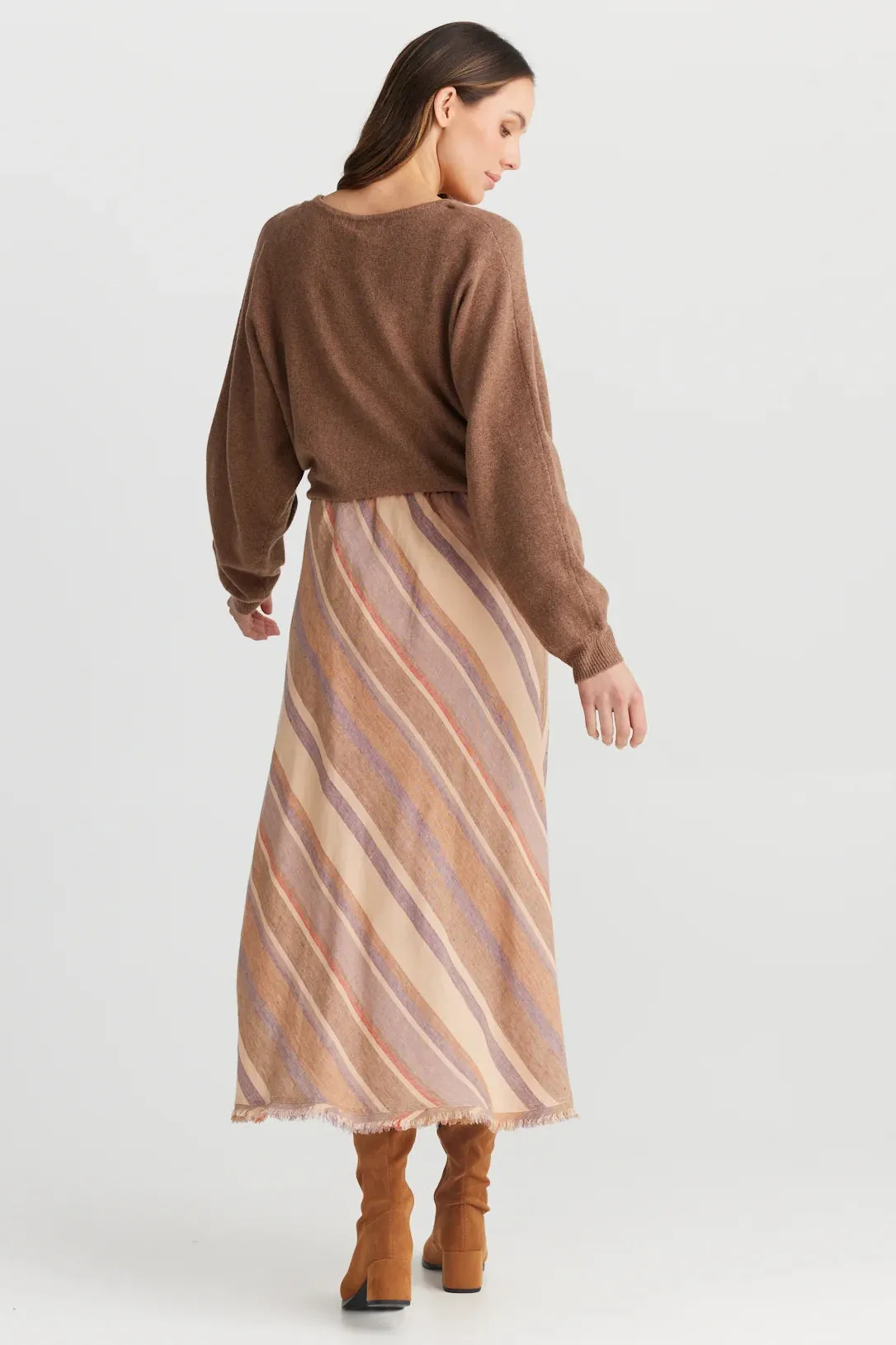 Sicily Skirt in Santal Stripe