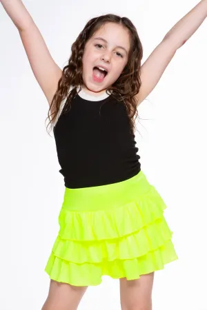 Simply Soft Triple Ruffle Skort - Neon Lemon Lime