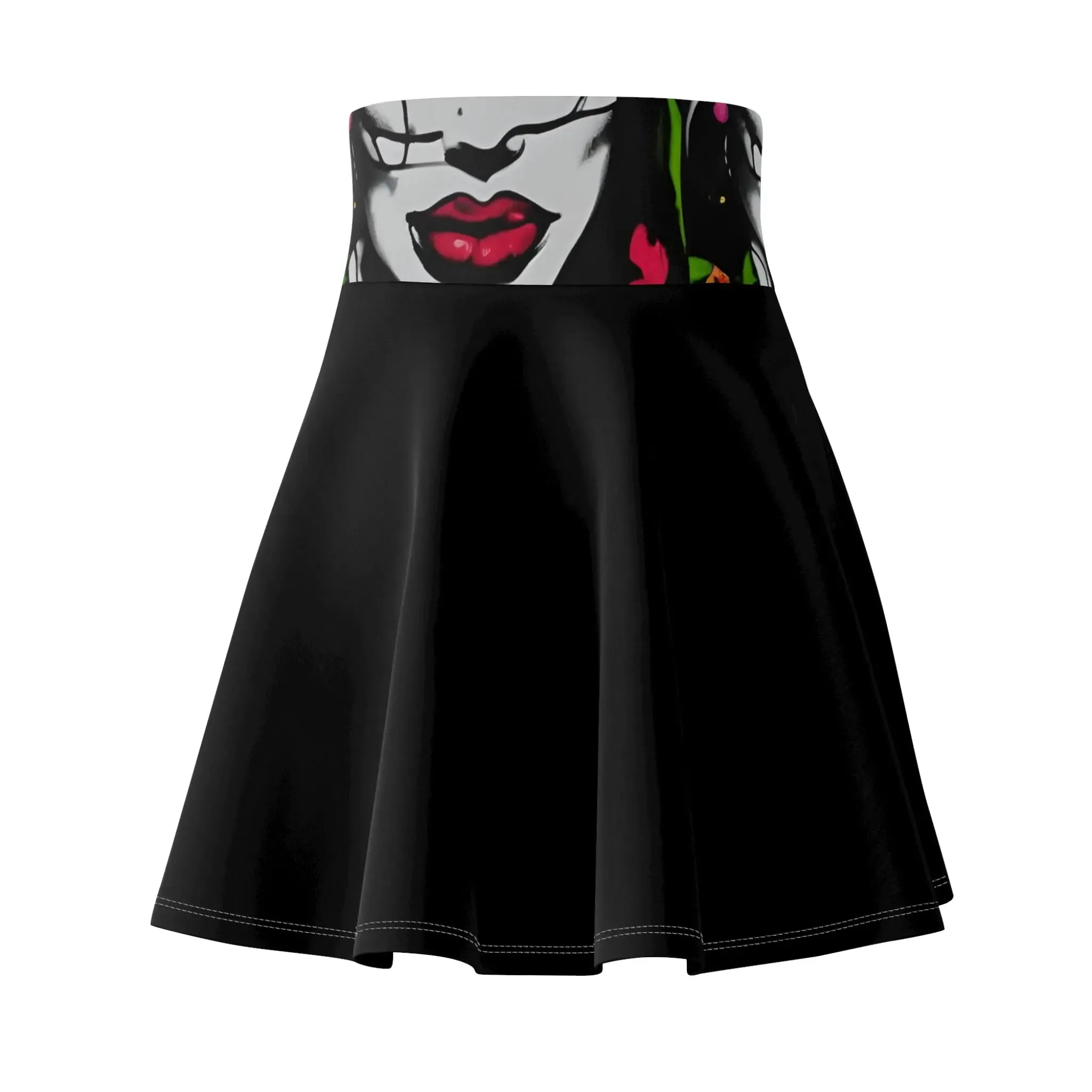 Skirt with an all-over printed waistband