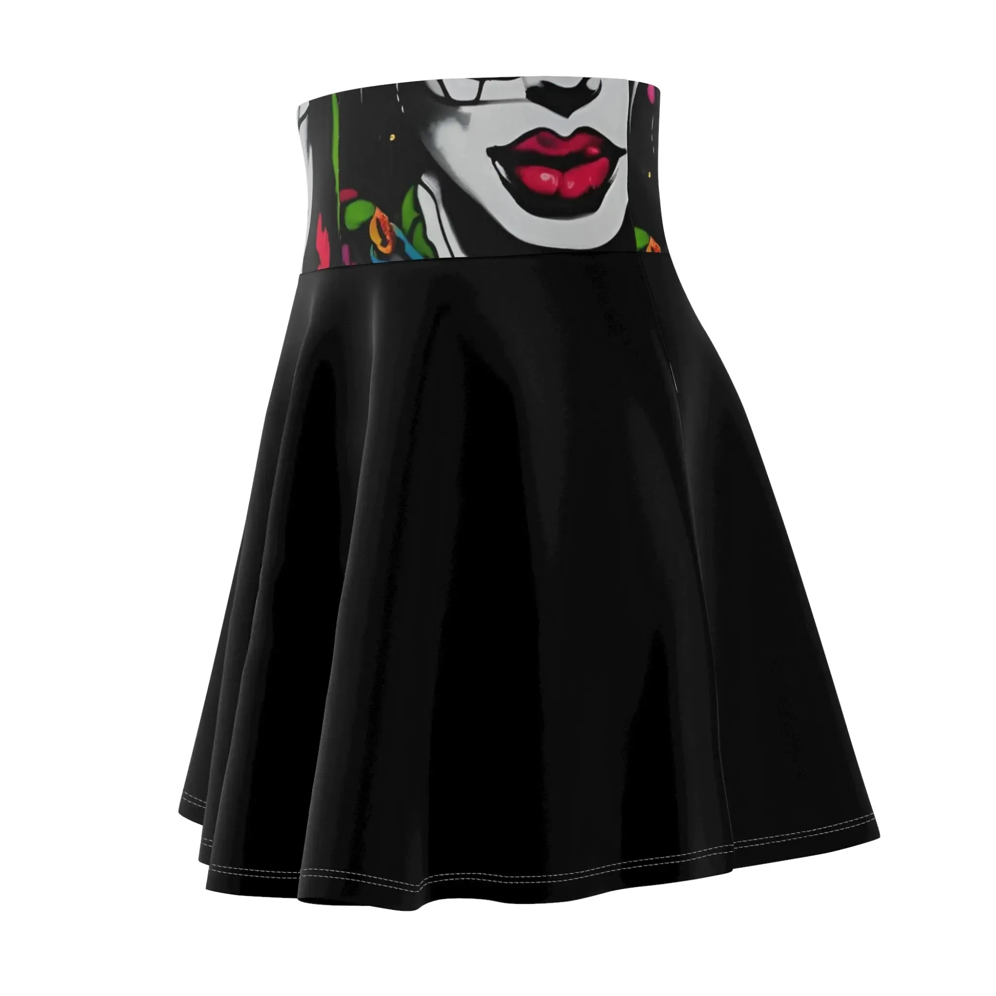 Skirt with an all-over printed waistband