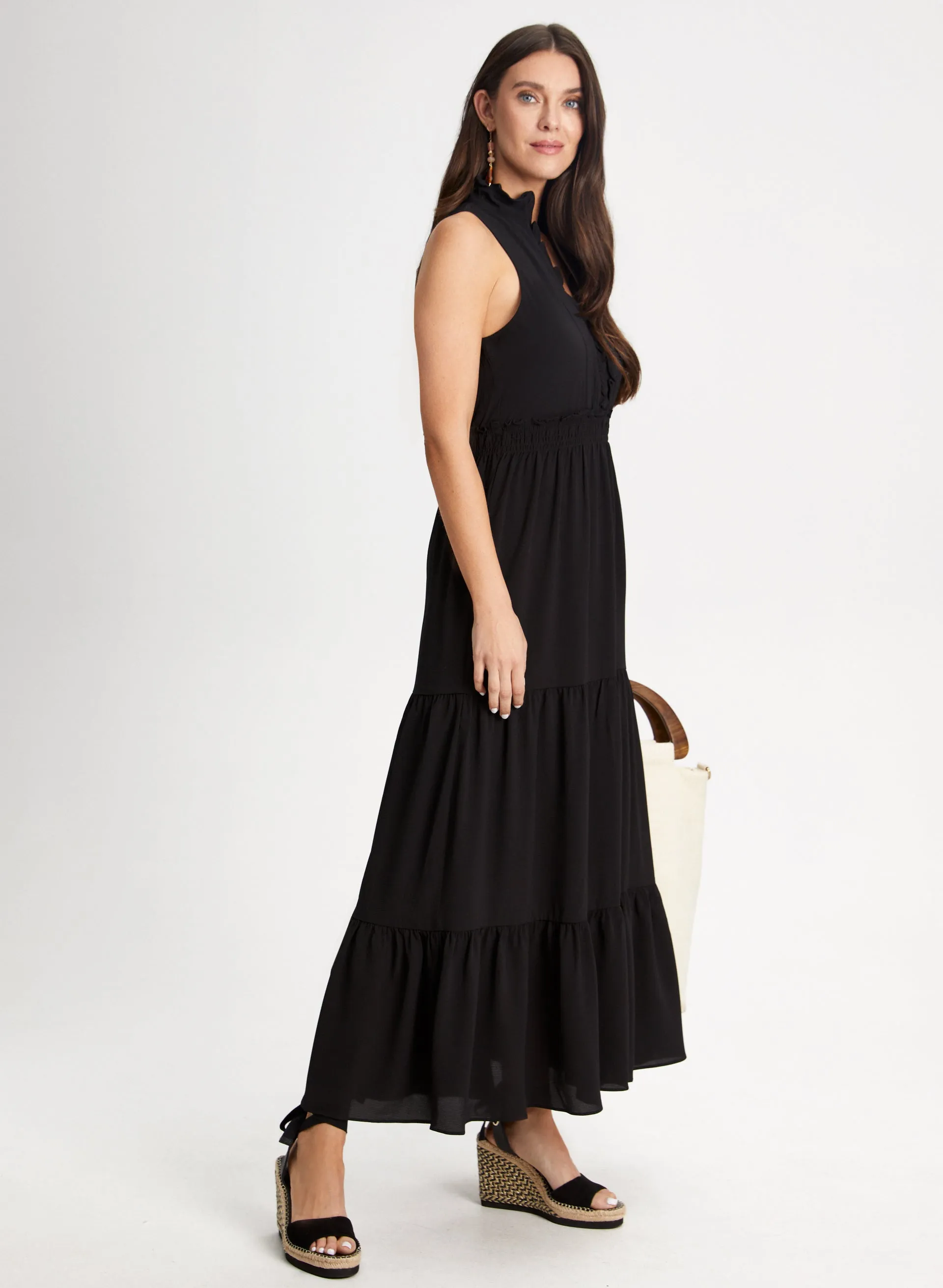 Sleeveless Ruffle Detail Maxi Dress