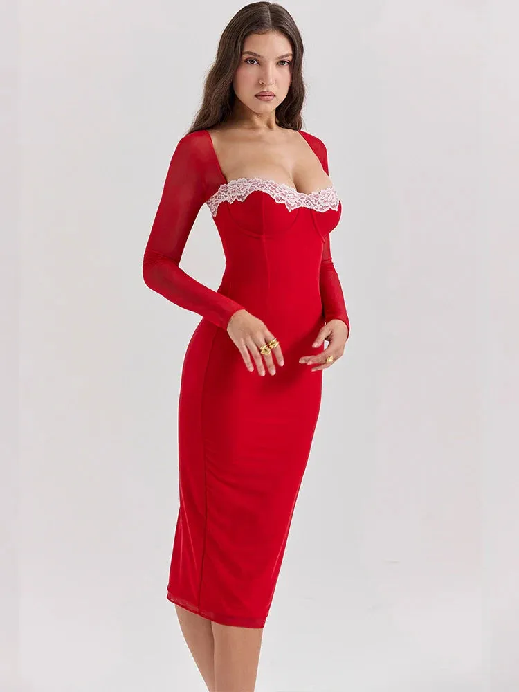 Slim Bodycon Strapless Autumn Winter Nightclub Sexy Midi Dress