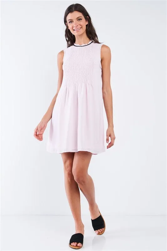 Smock Front Detail BabyDoll Mini Dress