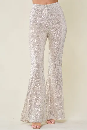 Sparkling Champagne Gold Sequin High Waist Pants