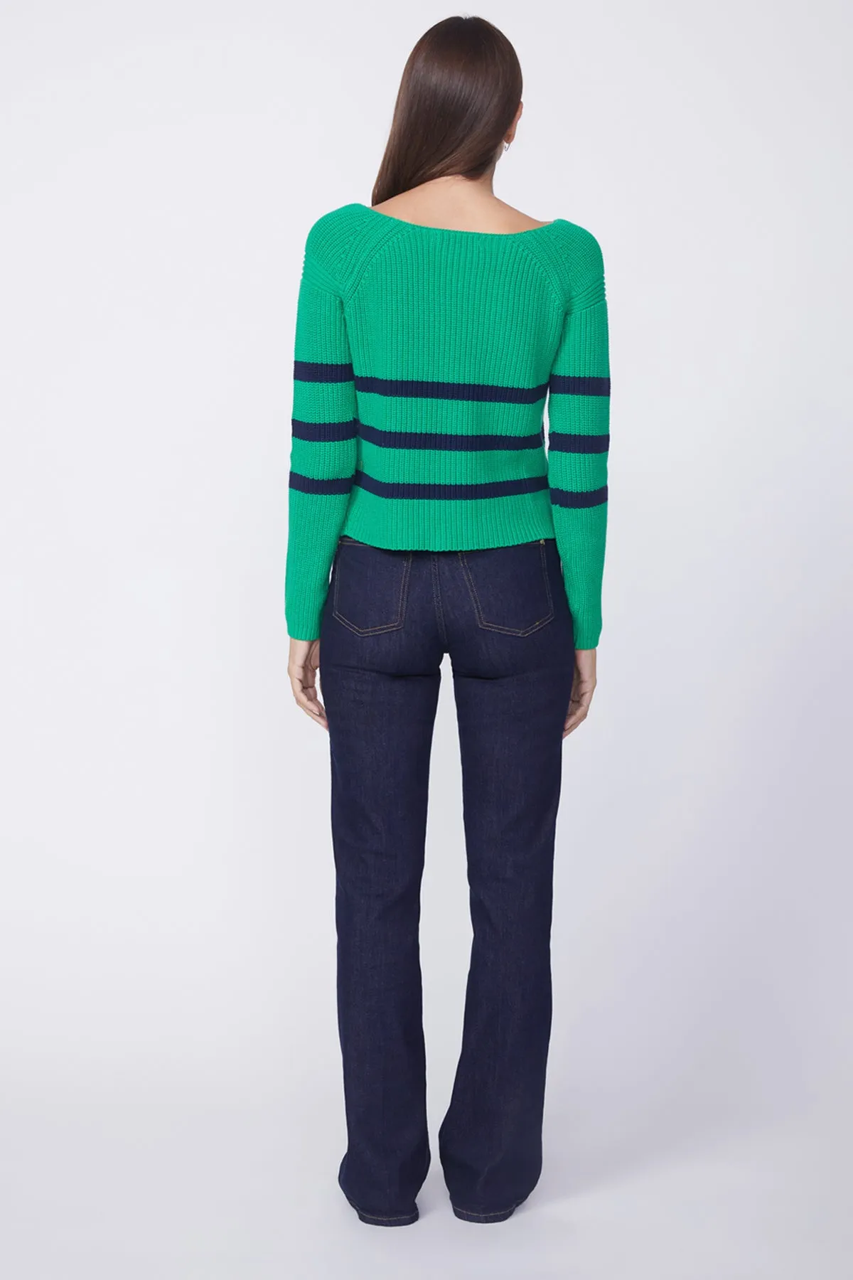 Stateside Striped Raglan Pullover Sweater in Irish Crush