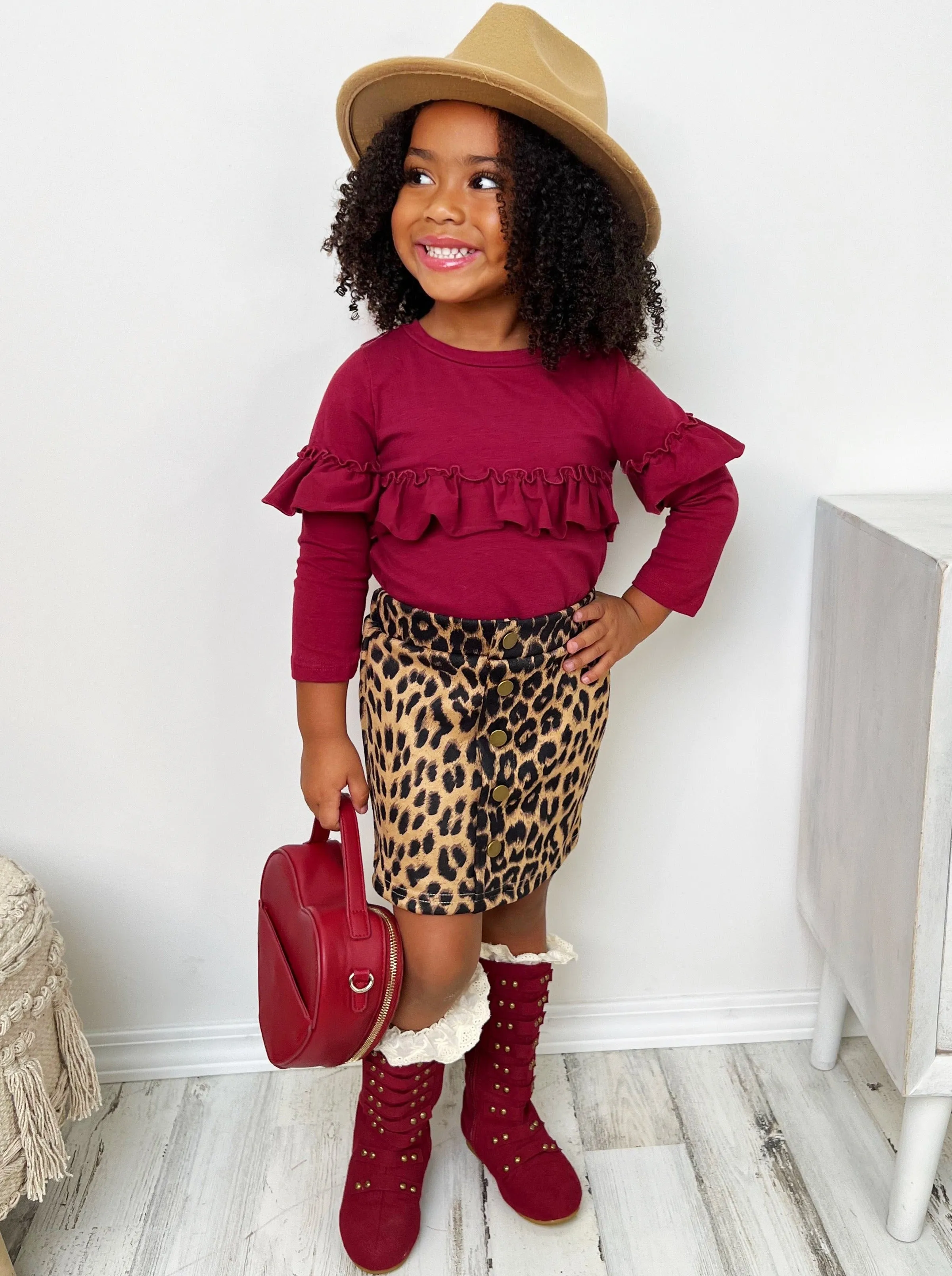 Stay Cozy Animal Print Skirt Set