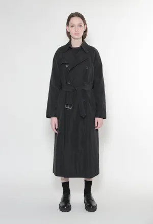 STELLA - Nylon Trench Coat in Black