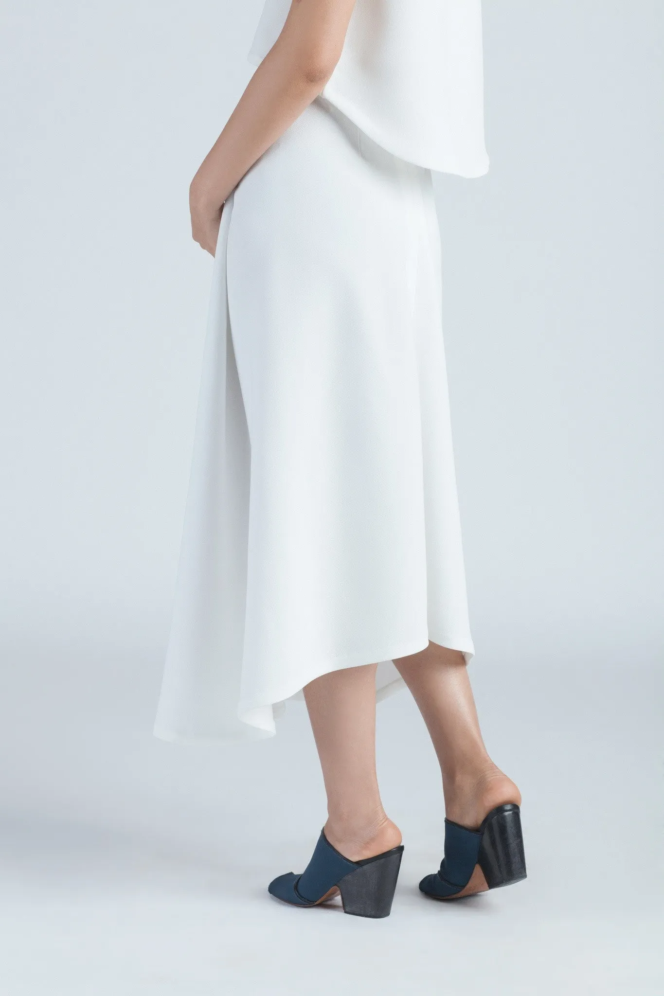 Stream Deep Pleated Midi Skirt - White