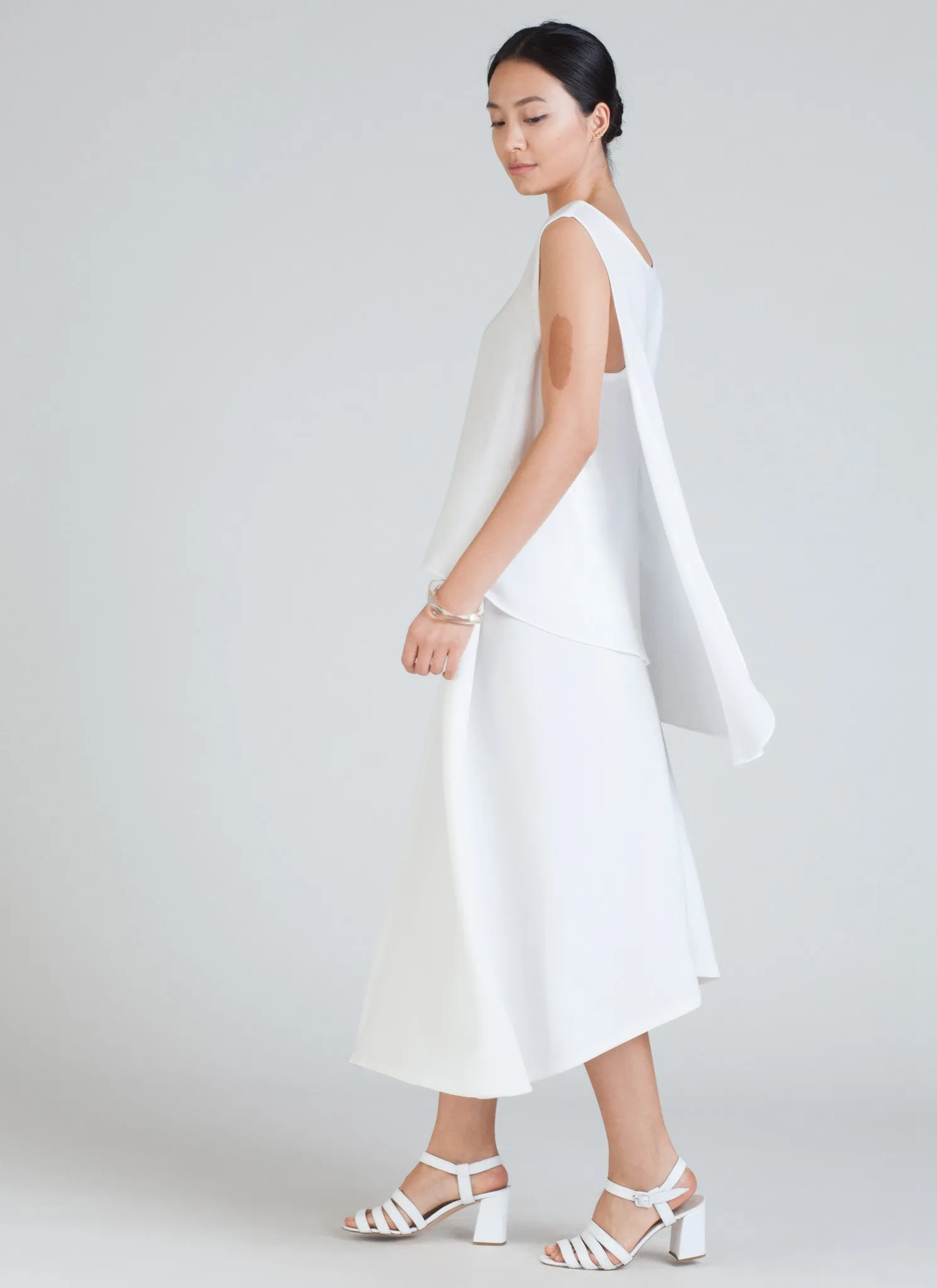 Stream Deep Pleated Midi Skirt - White