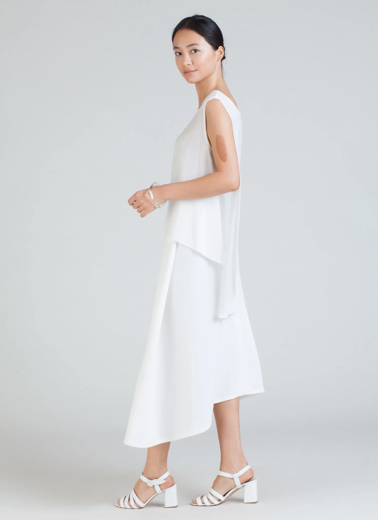 Stream Deep Pleated Midi Skirt - White