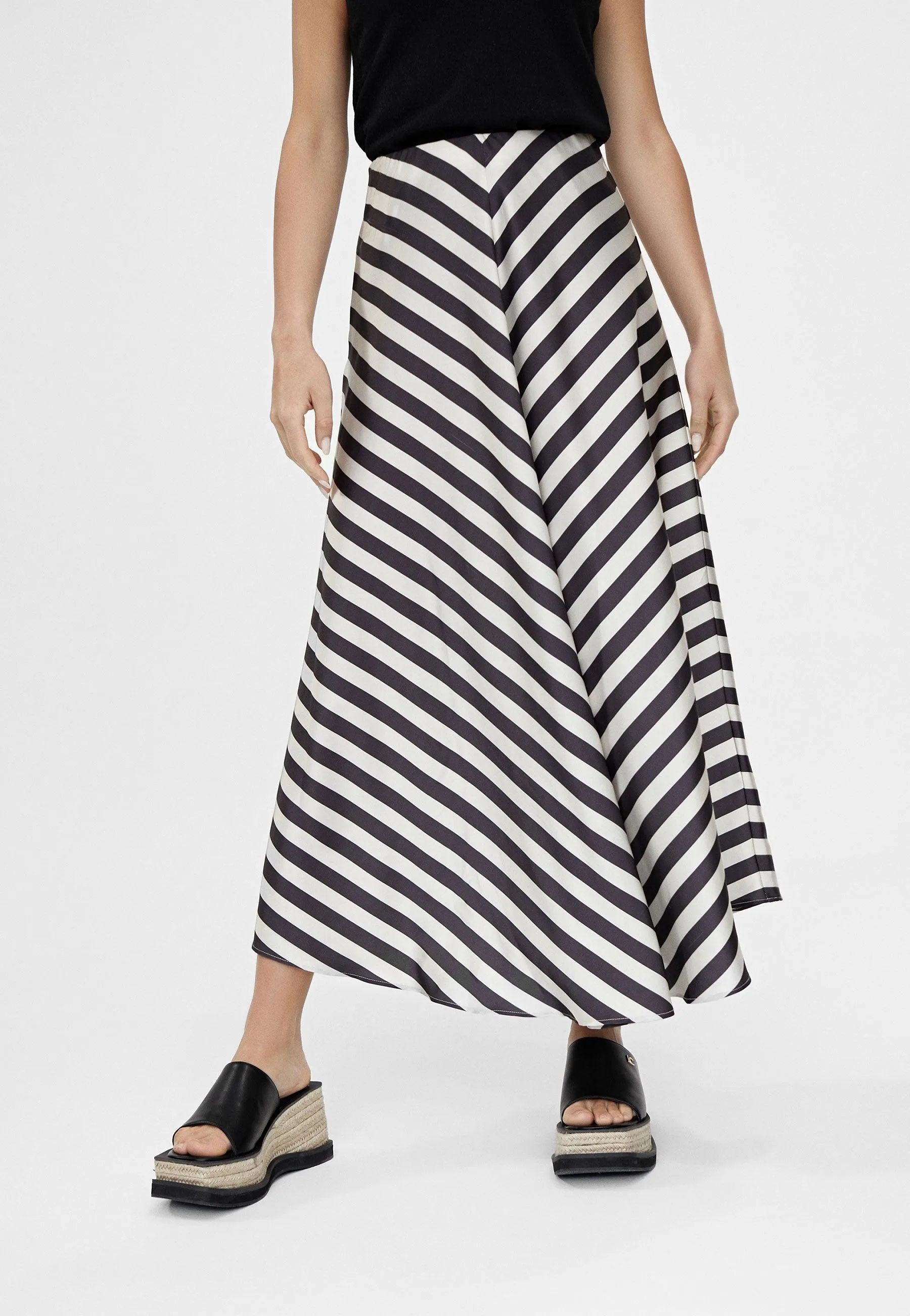 Striped midi skirt