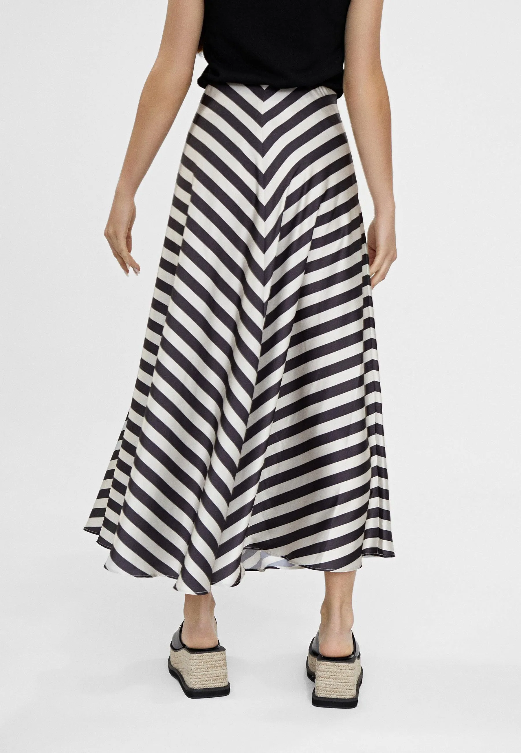 Striped midi skirt