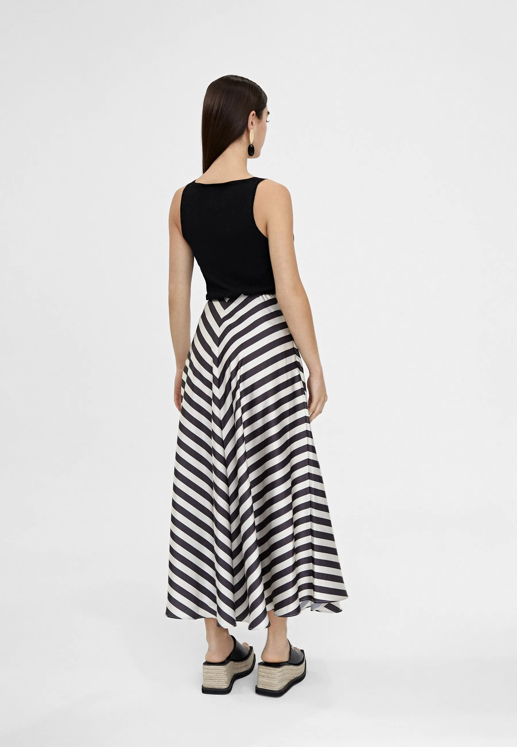 Striped midi skirt