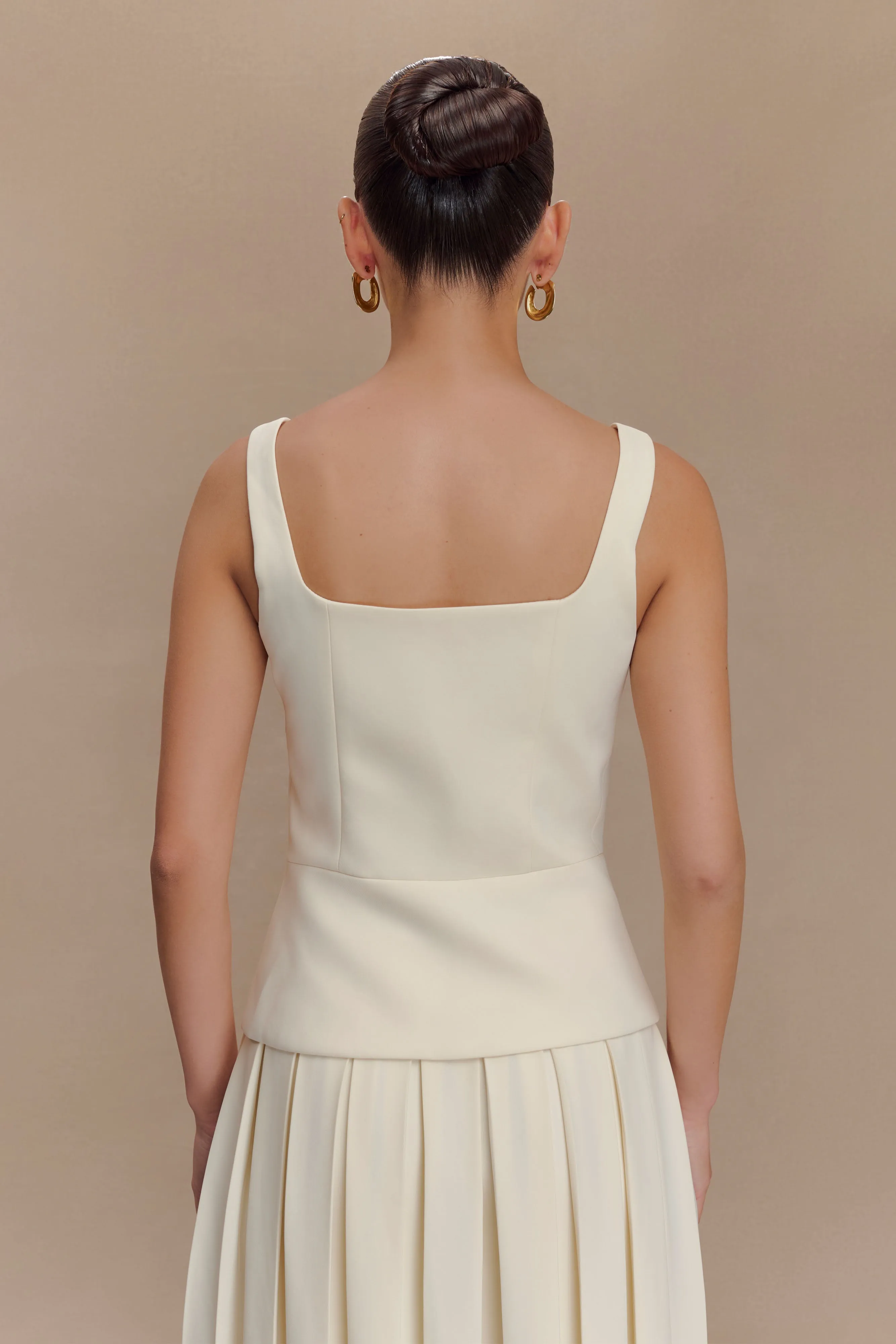 Sunny Suiting Peplum Top - Ivory