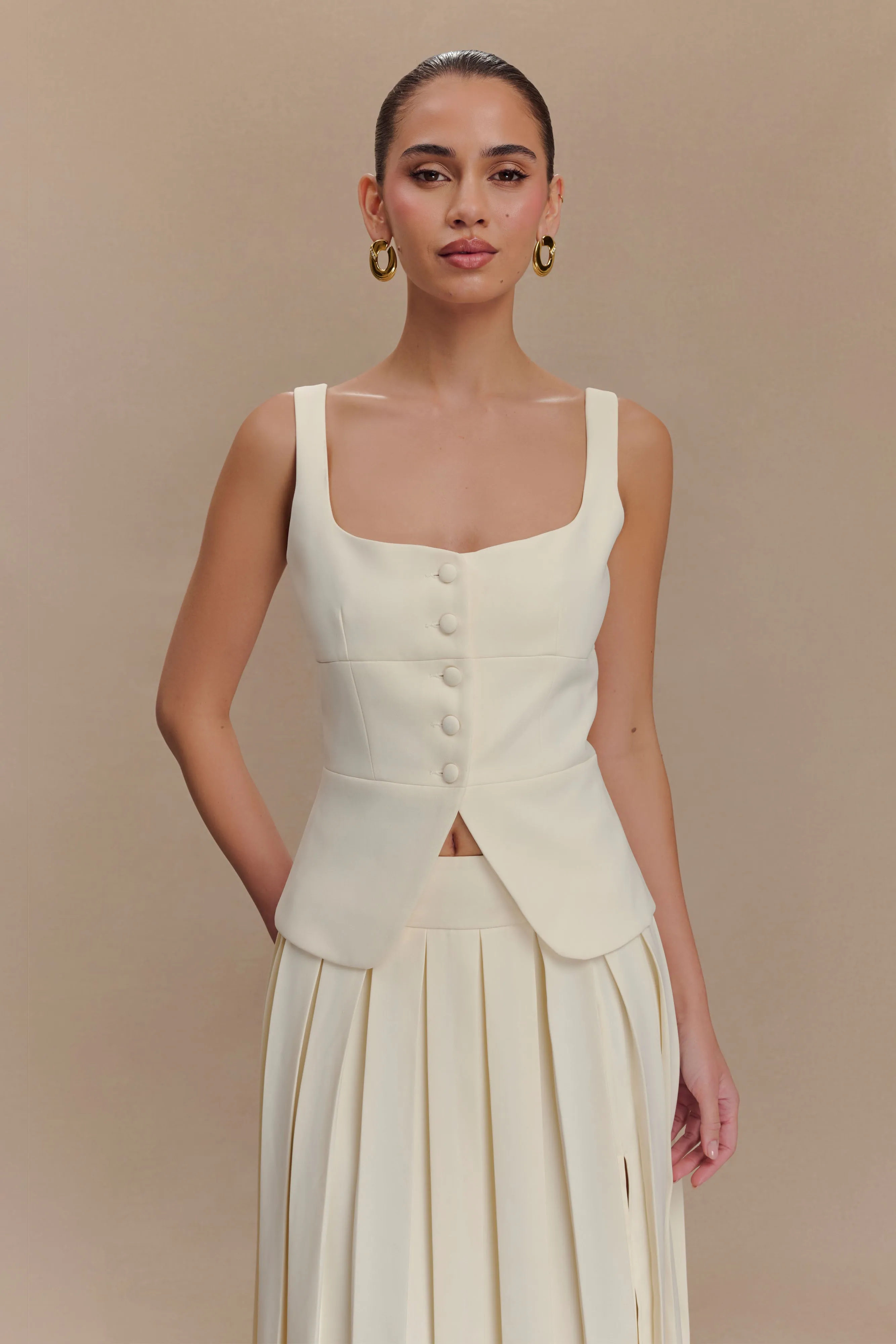 Sunny Suiting Peplum Top - Ivory