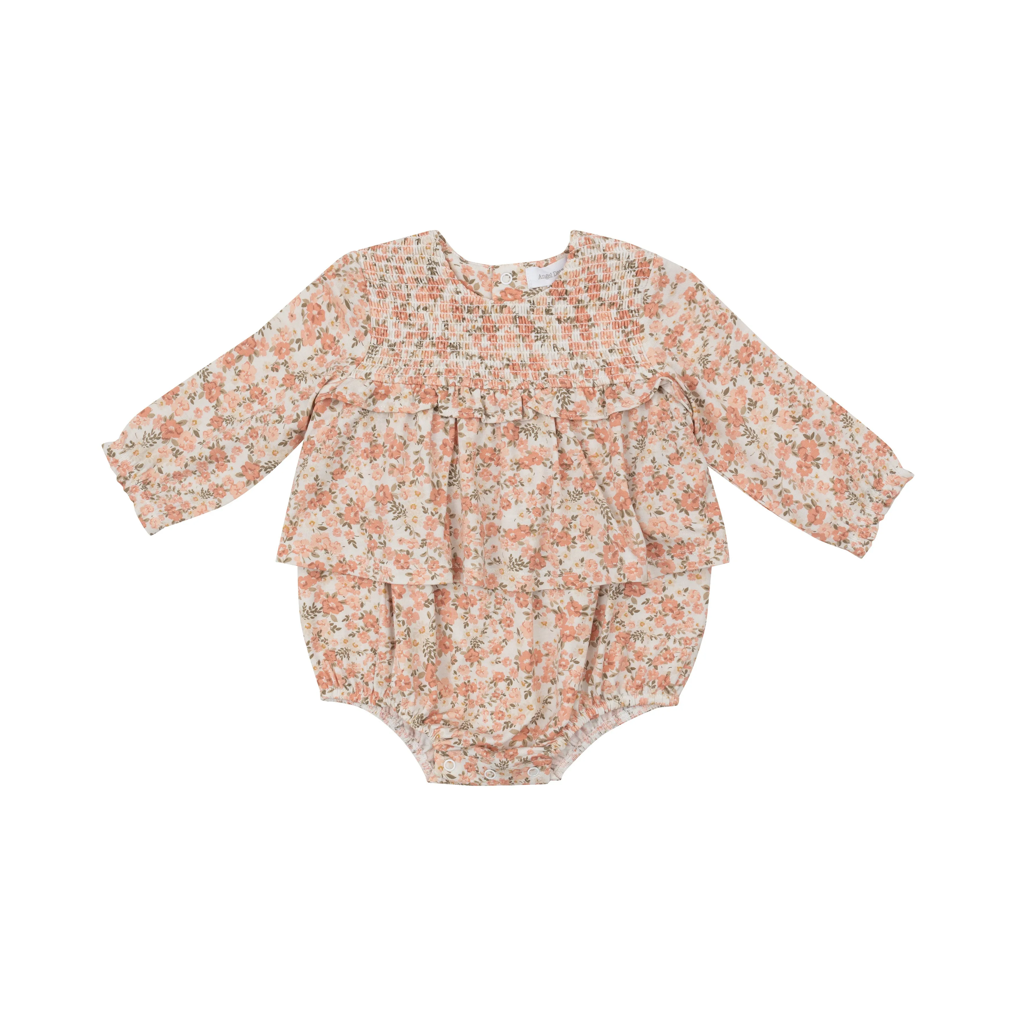 Sweet Rose Calico- L/S Smocked Ruffle Bubble W/ Skirt