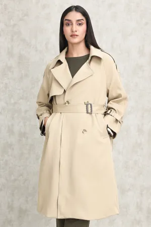 TAILORED TRENCH COAT-KHAKI