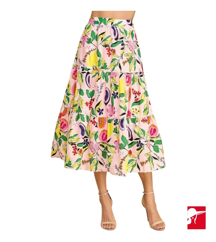 TCEC Floral tiered midi skirt NEW size M