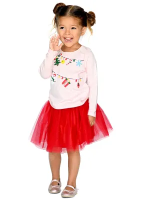 Toddler l Little Girls Christmas Garland Graphic Tee