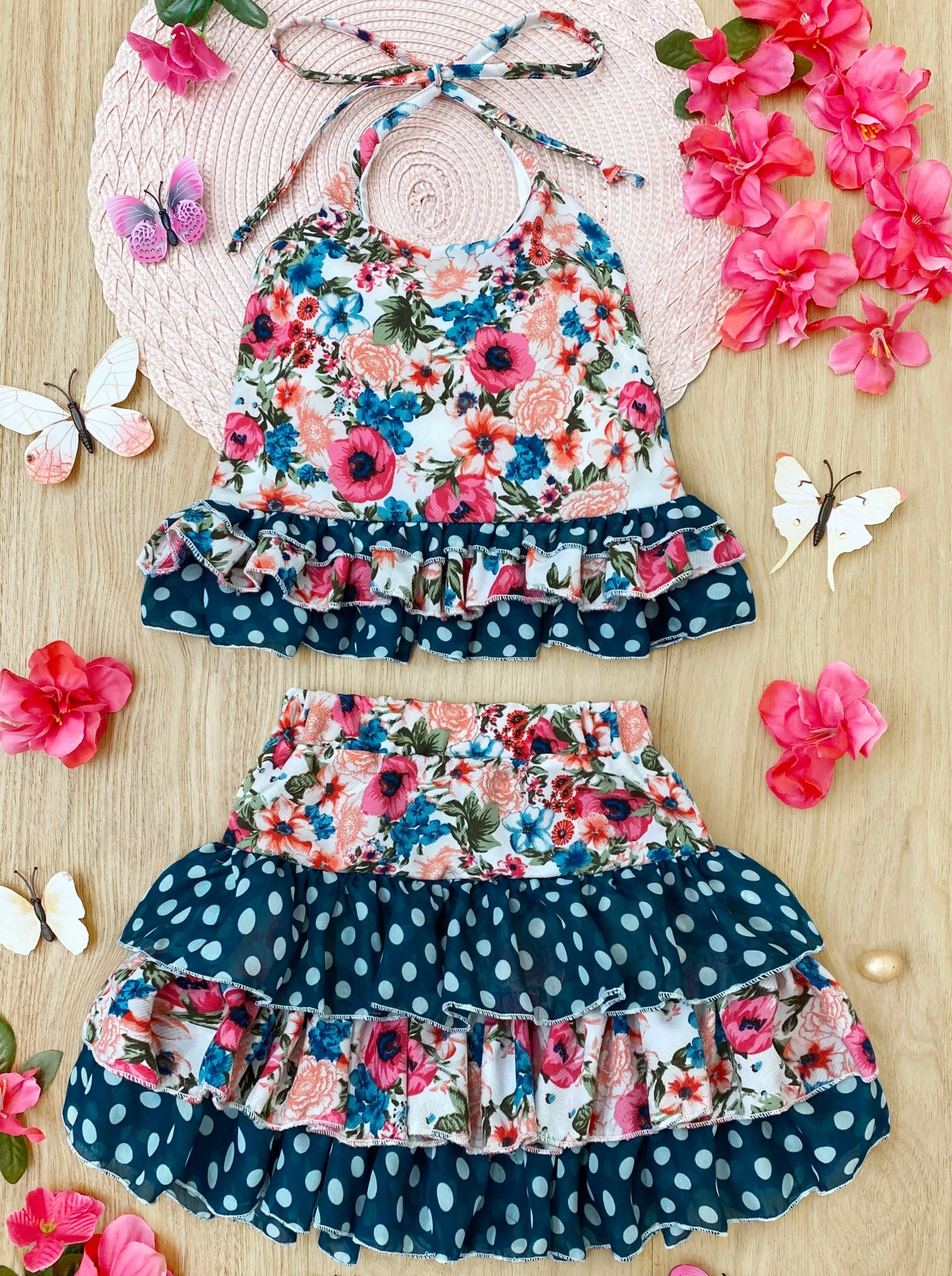 Together Forever Ruffled Halter Skirt Set