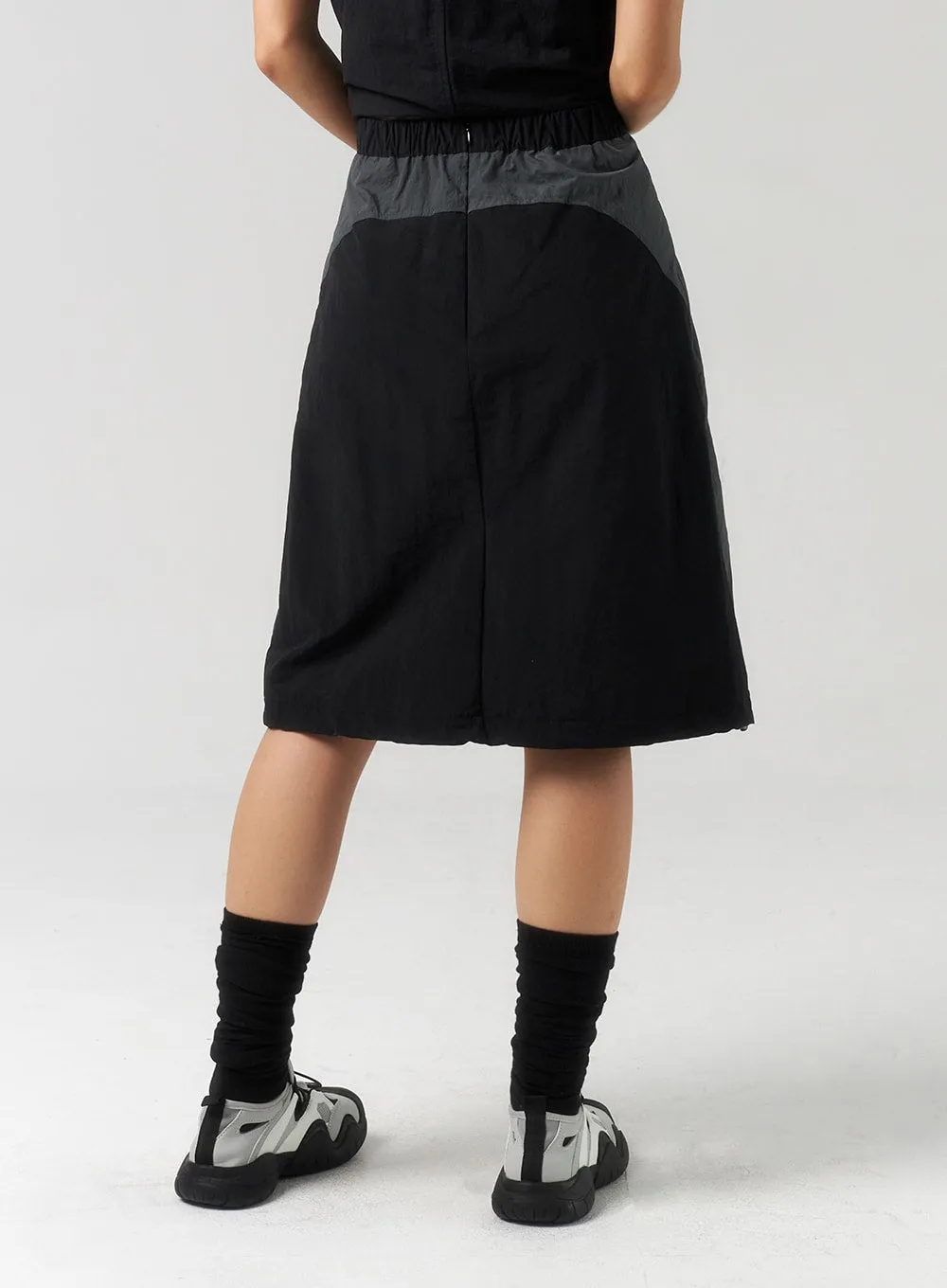 Two Color Nylon Midi Skirt CU323