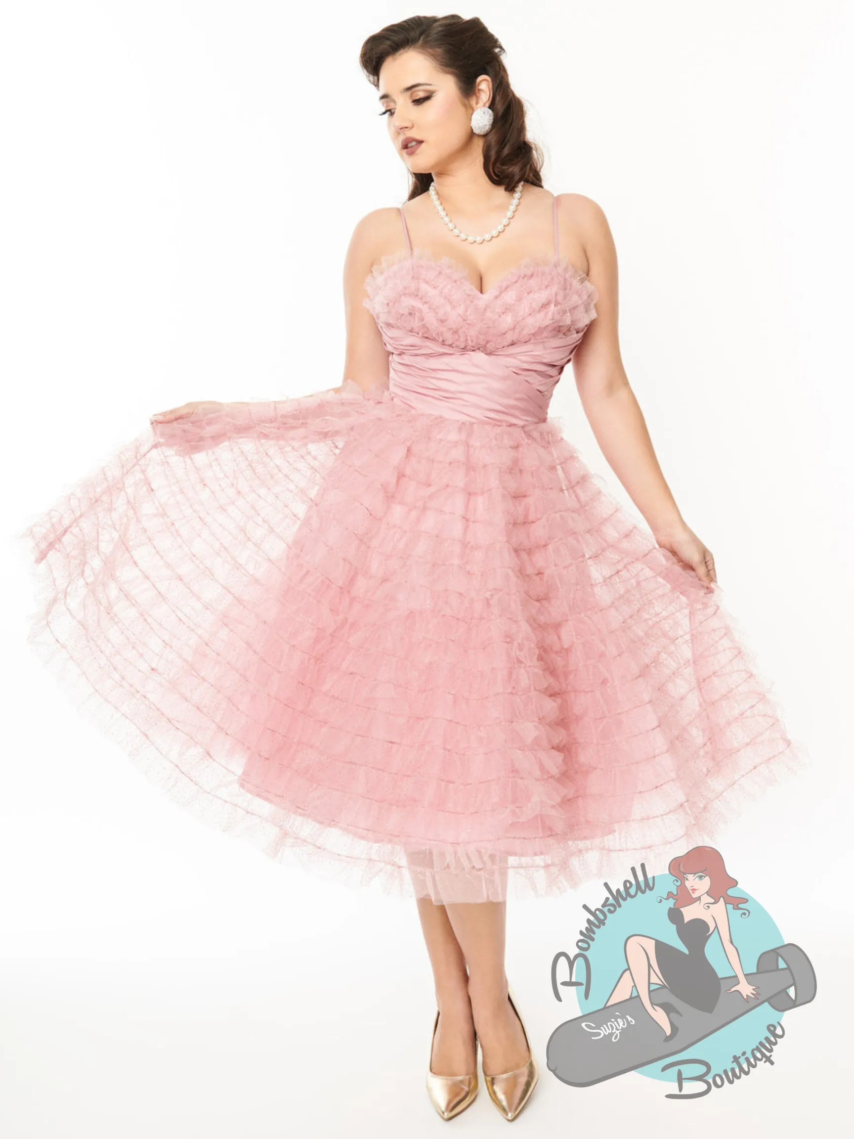 Unique Vintage Cupcake Pink Tulle Swing Dress