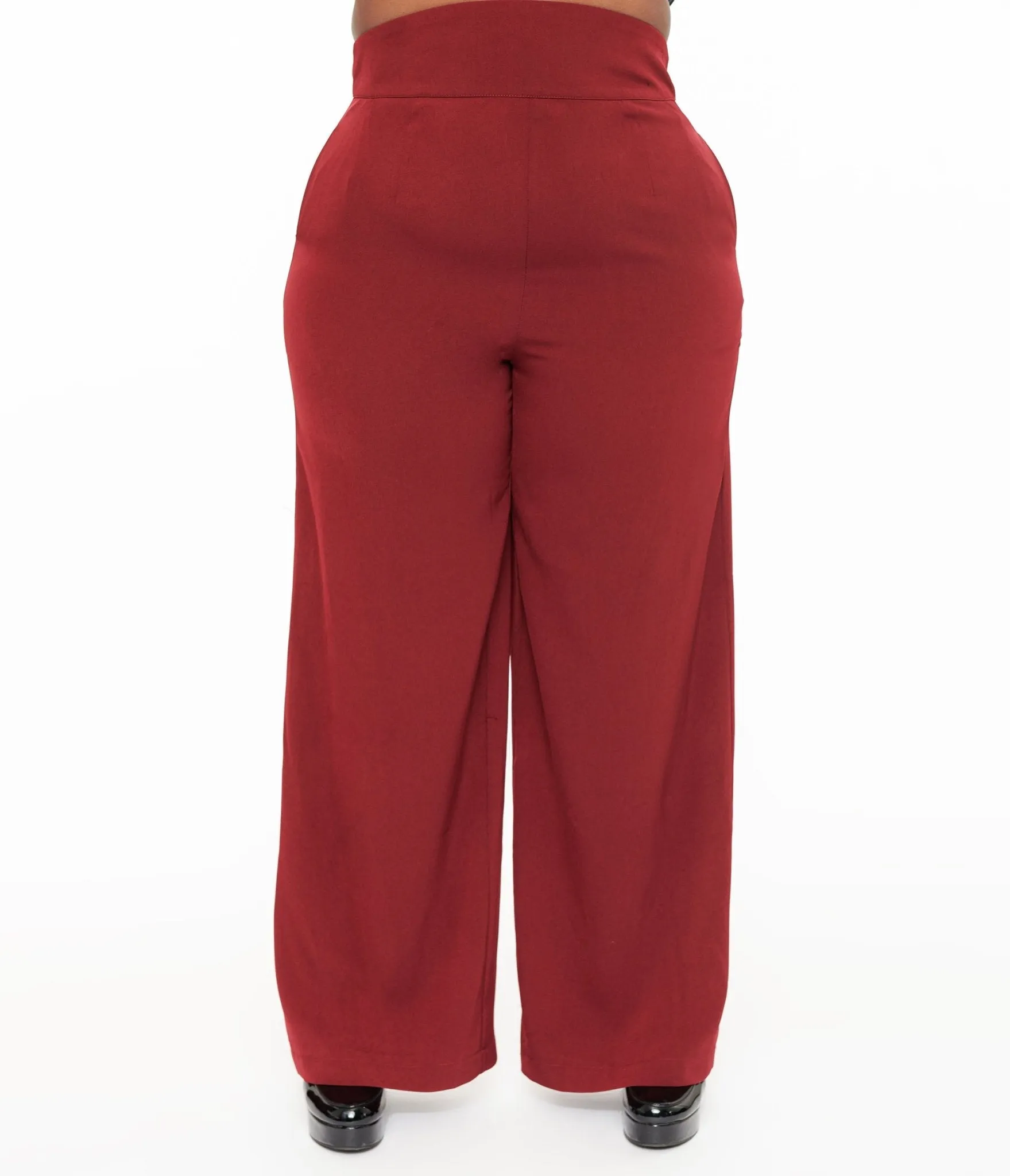 Unique Vintage Plus Size 1940s Merlot High Waist Pants