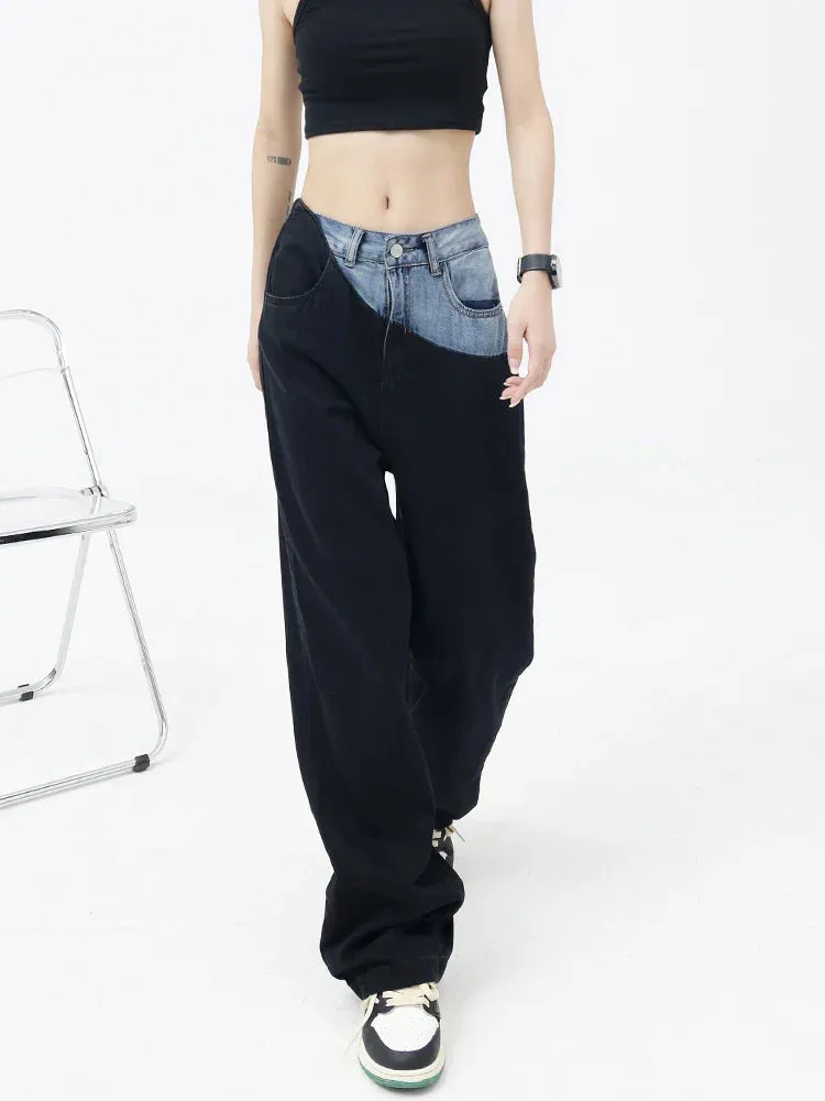 Vintage High Waist Black Wide Leg Denim Jeans