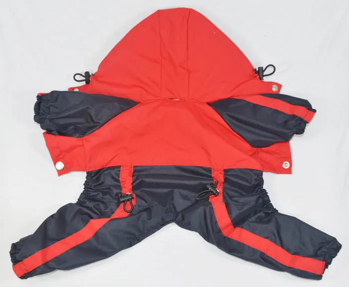 Waterproof Dog Coat with legs in Red Black