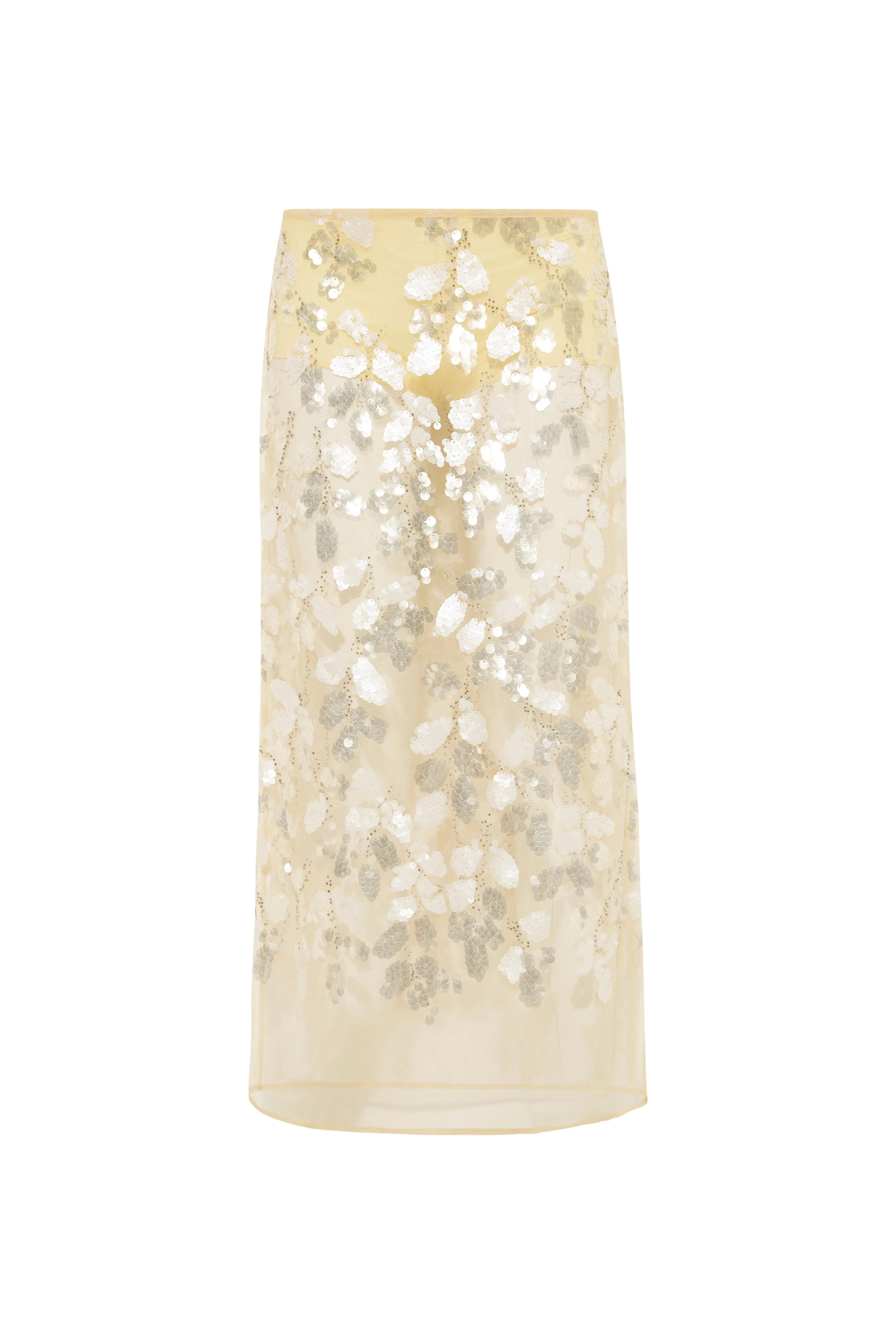 WELLS - Sequin-embellished sheer midi skirt with mini shorts