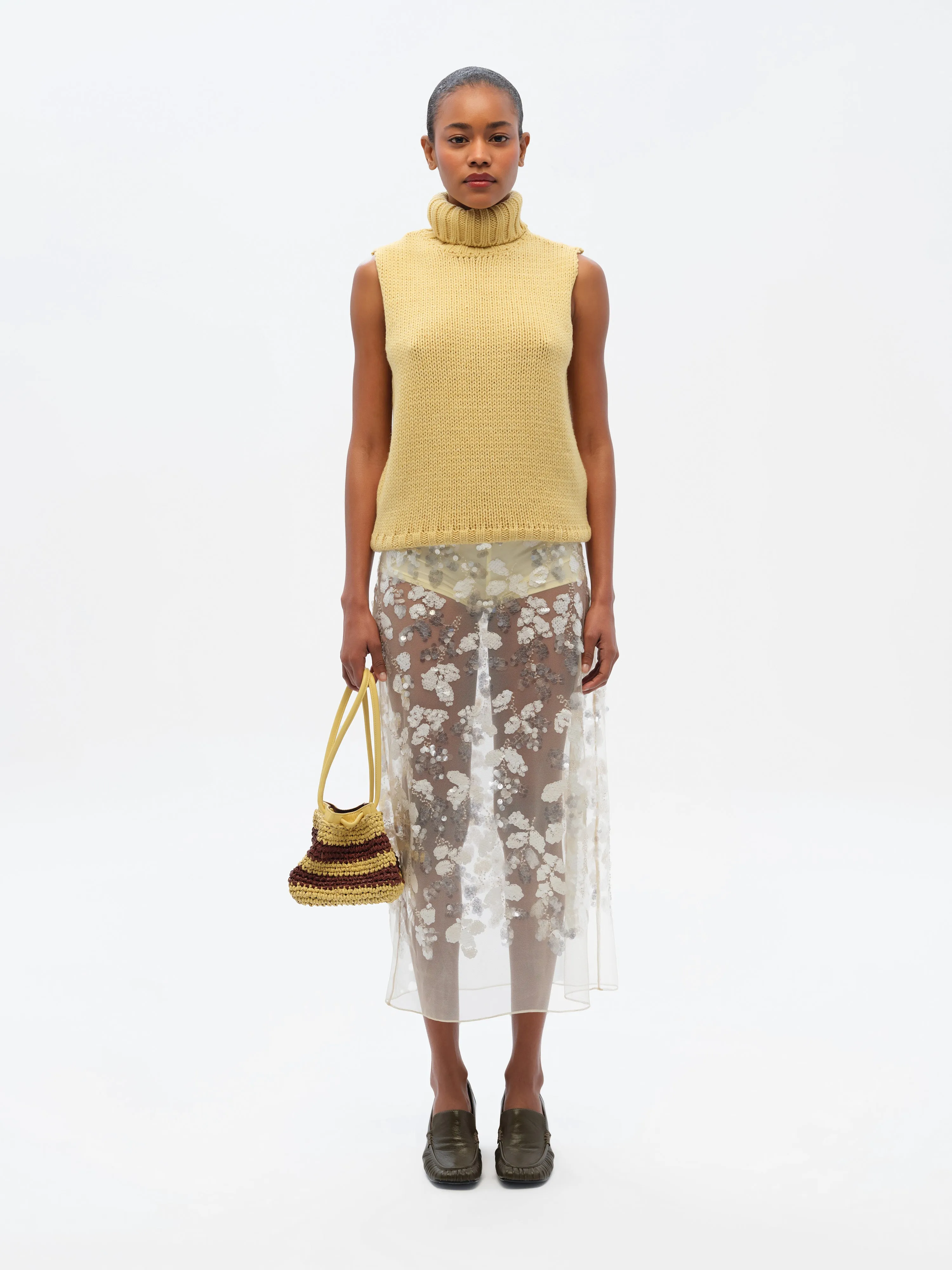 WELLS - Sequin-embellished sheer midi skirt with mini shorts