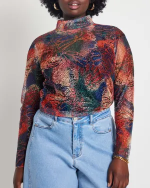 Willa Printed Lace Turtleneck Top | Metamorphosis