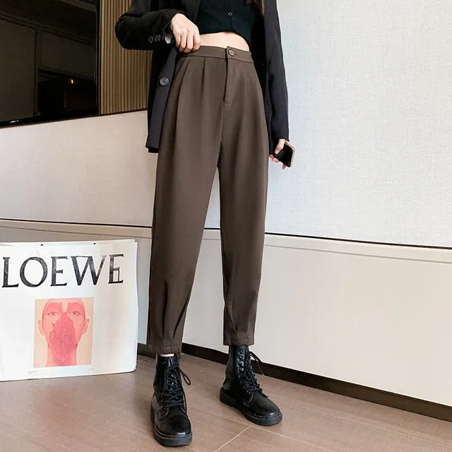 Women Pants Casual Streetwear Loose High Waist Pants Solid Trousers