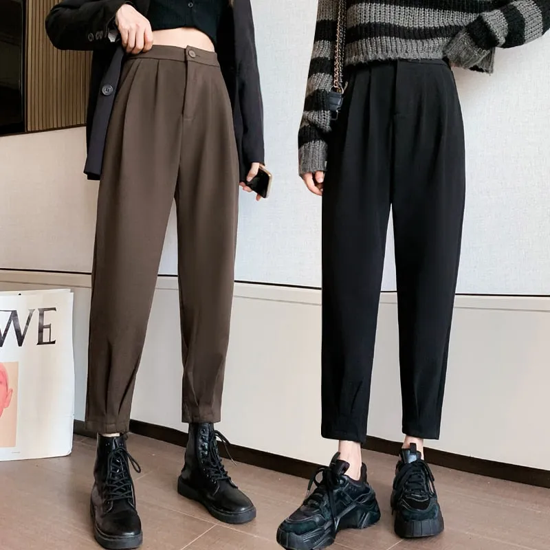 Women Pants Casual Streetwear Loose High Waist Pants Solid Trousers