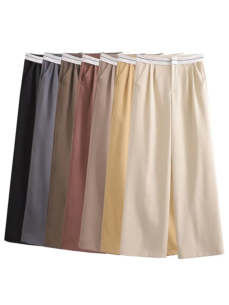 Women Straight Leg Trousers with pockets