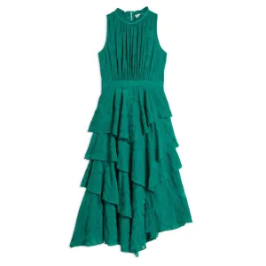 Women Wmd-Floryah-Embroidered Midi Dress With Tiered Skirt - Green