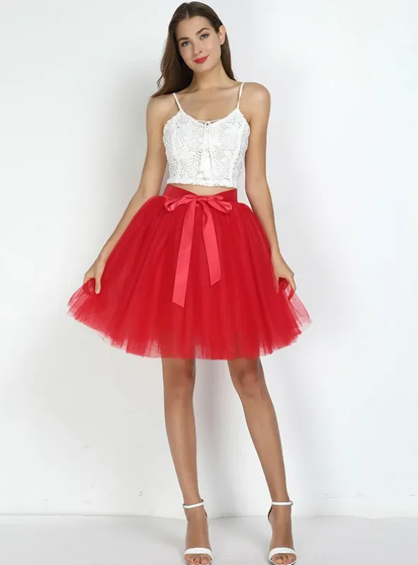 WOMENS 7 LAYERS MIDI TULLE SKIRT FASHION TUTU SKIRTS