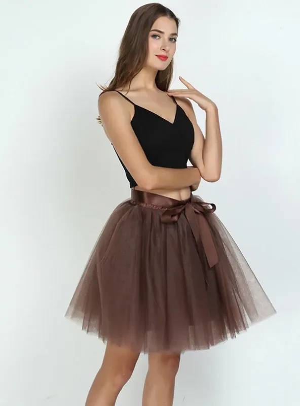 WOMENS 7 LAYERS MIDI TULLE SKIRT FASHION TUTU SKIRTS