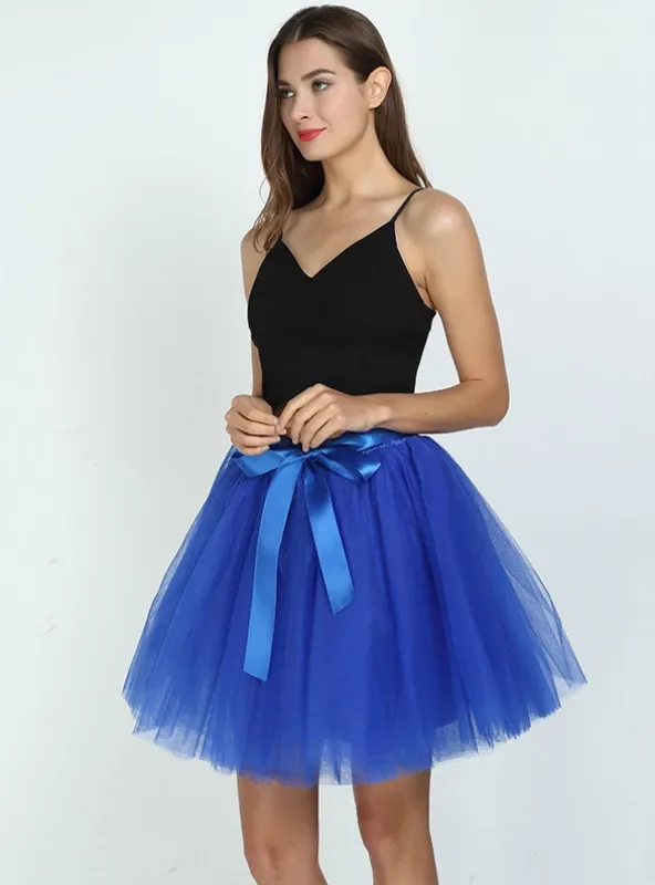 WOMENS 7 LAYERS MIDI TULLE SKIRT FASHION TUTU SKIRTS