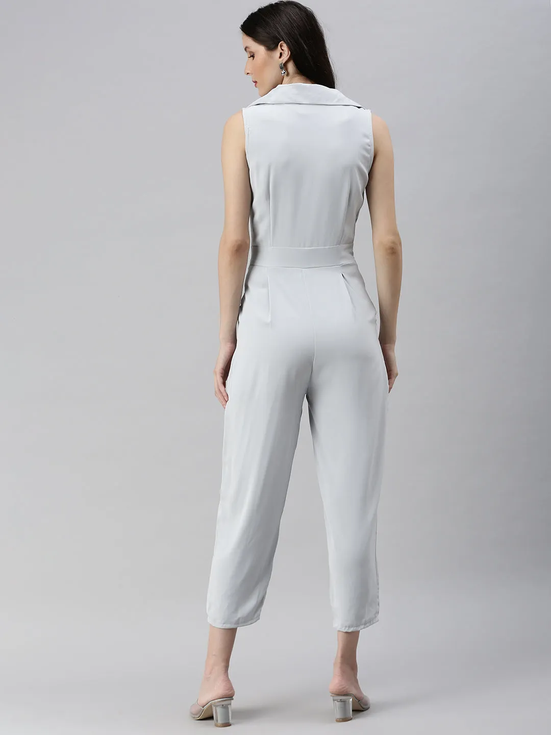 Women's Grey Solid Jumpsuit