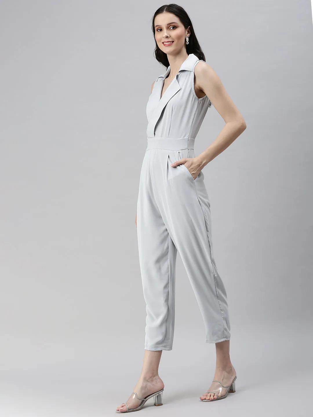 Women's Grey Solid Jumpsuit