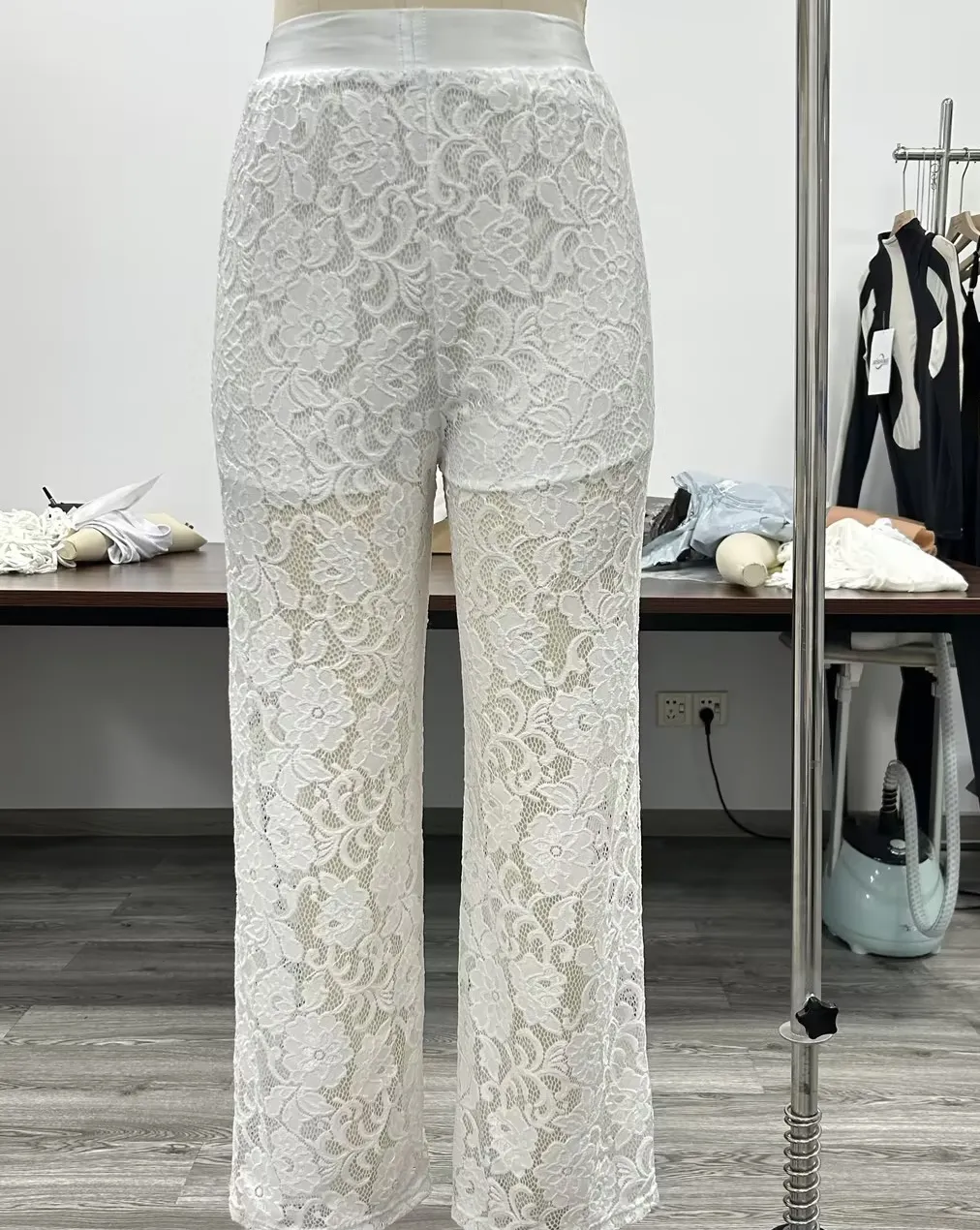 Women’s See-Through White Lace Trousers