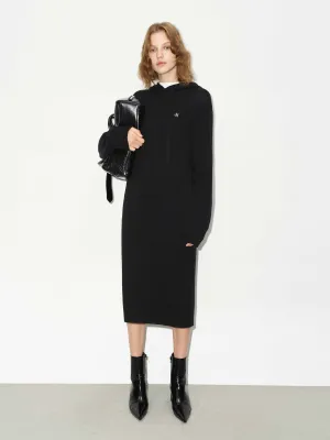 Wool Hood Midi Dress